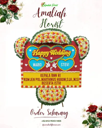 Karangan Papan Bunga Pernikahan di Pakowa